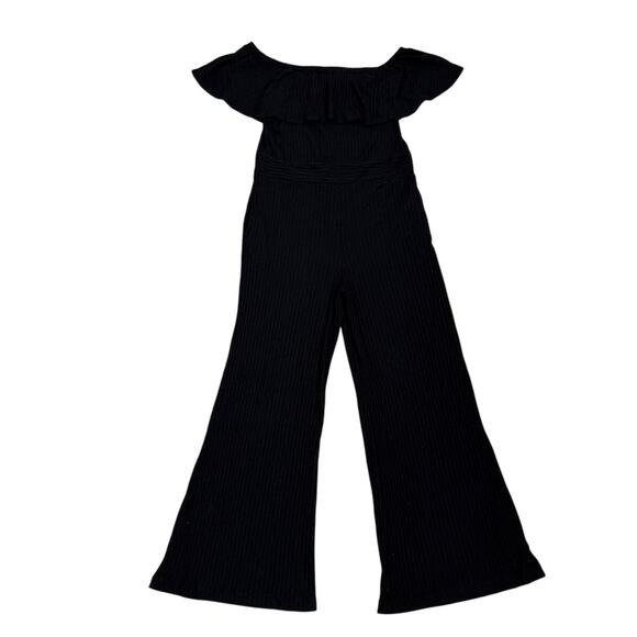 Amour Vert Black Off the Shoulder Flare Leg Jumpsuit Size Women's Medium - Picture 1 of 4